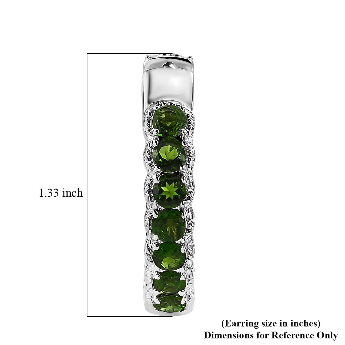 EverTrue Chrome Diopside 4.20 ctw Emerald Glow Hoop Earrings in 18K Yellow Gold Plated and Platinum Bond
