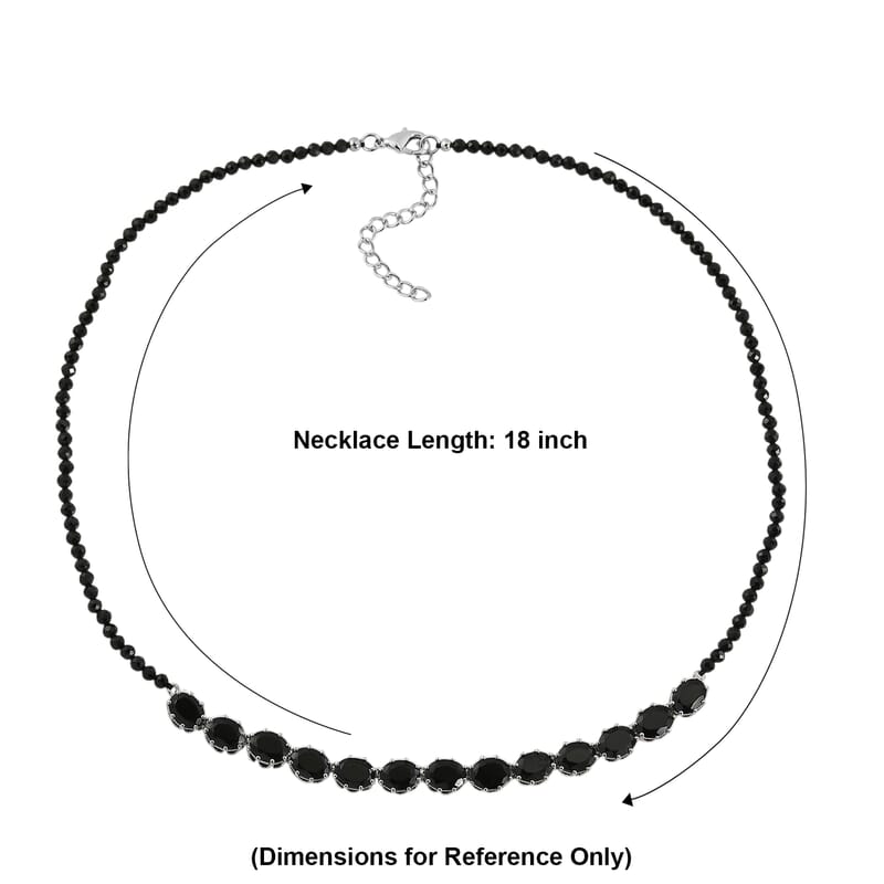 EverTrue Thai Black Spinel 49.50 ctw Midnight Signature Necklace in Platinum Bond 18-20 Inches
