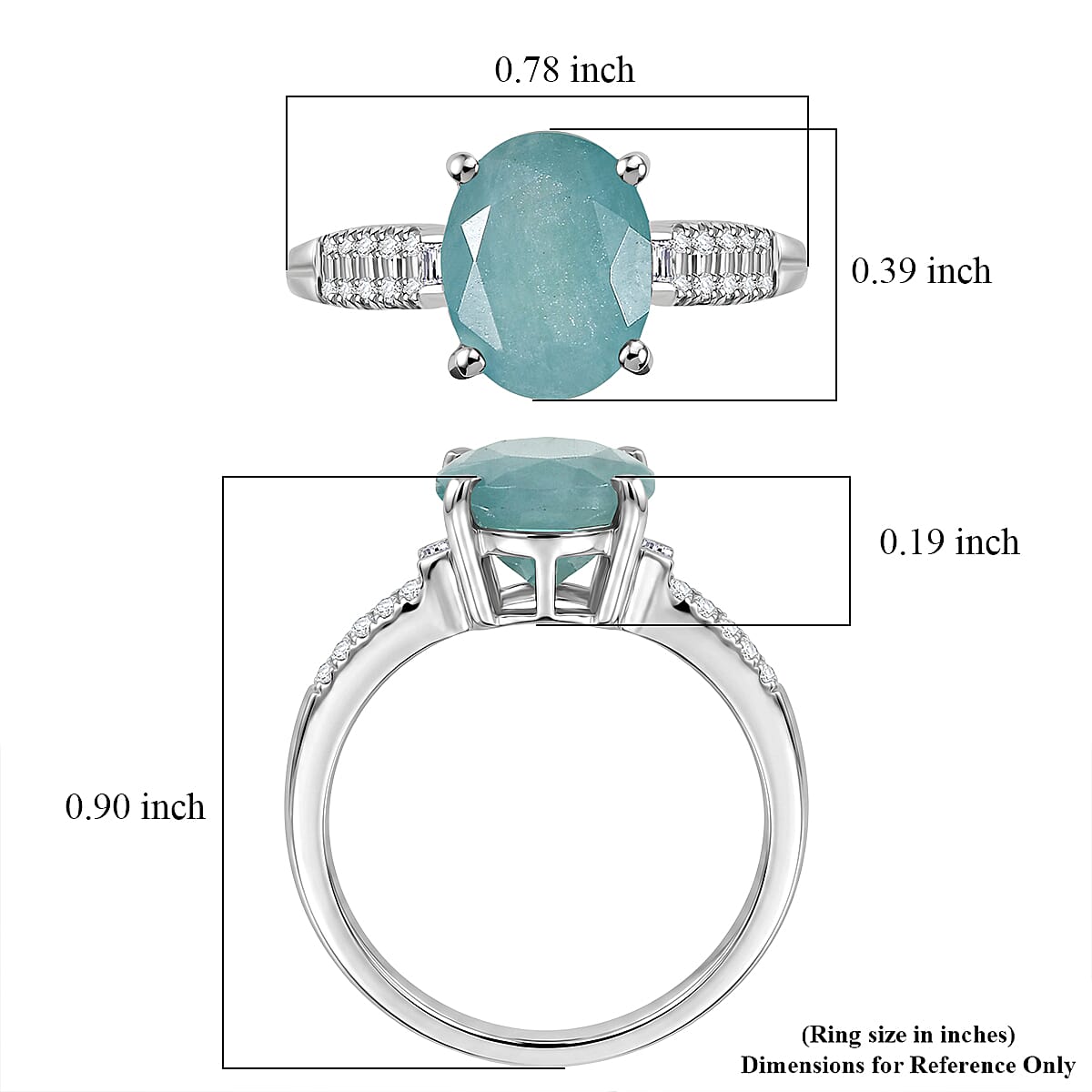 D'Joy Premium Grandidierite, Moissanite Ocean Solitaire Ring in Rhodium Over Sterling Silver (Size 10.0) (Ships in 08-10 Days) 3.10 ctw image number 5