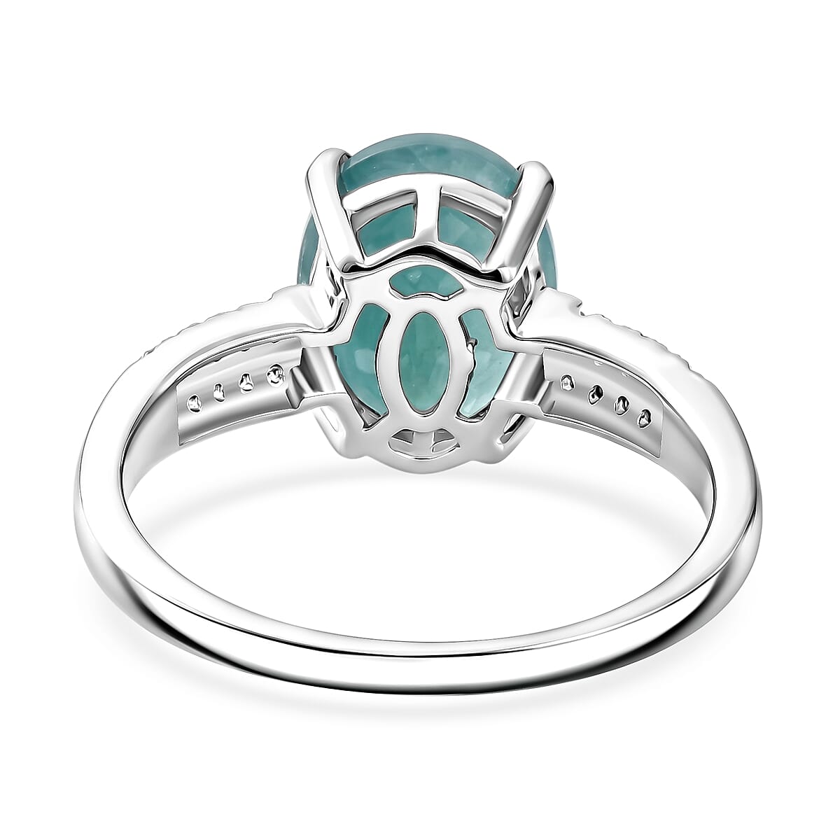 D'Joy Premium Grandidierite and Moissanite 3.10 ctw Ocean Solitaire Ring in Rhodium Over Sterling Silver (Size  6.0)