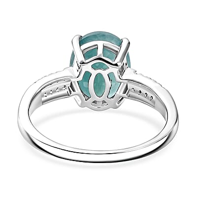 D'Joy Premium Grandidierite and Moissanite 3.10 ctw Ocean Solitaire Ring in Rhodium Over Sterling Silver (Size  6.0)