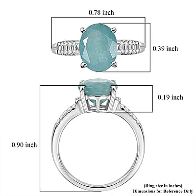D'Joy Premium Grandidierite and Moissanite 3.10 ctw Ocean Solitaire Ring in Rhodium Over Sterling Silver (Size  6.0)