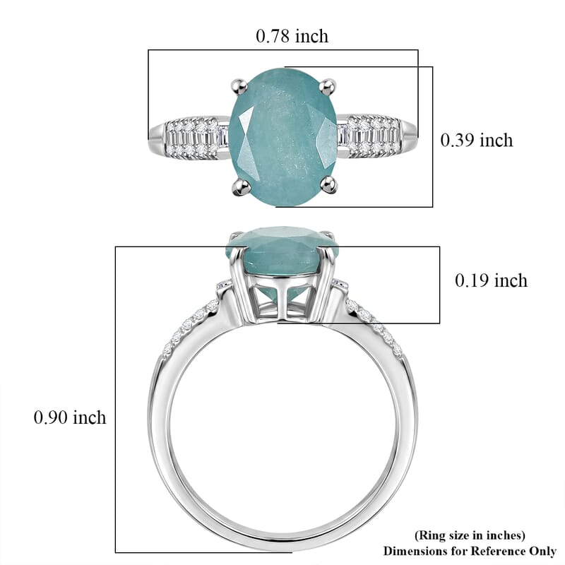 D'Joy Premium Grandidierite and Moissanite 3.10 ctw Ocean Solitaire Ring in Rhodium Over Sterling Silver (Size  7.0)