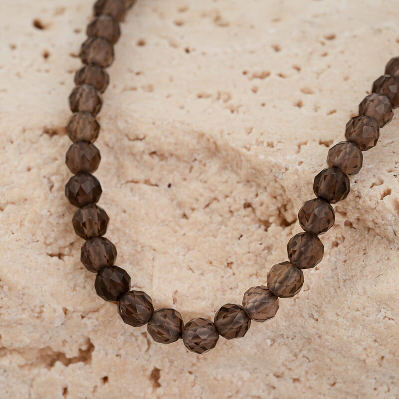 GCS Round Smoky Quartz 20.65 ctw Beaded Strand (12.5 Inches)