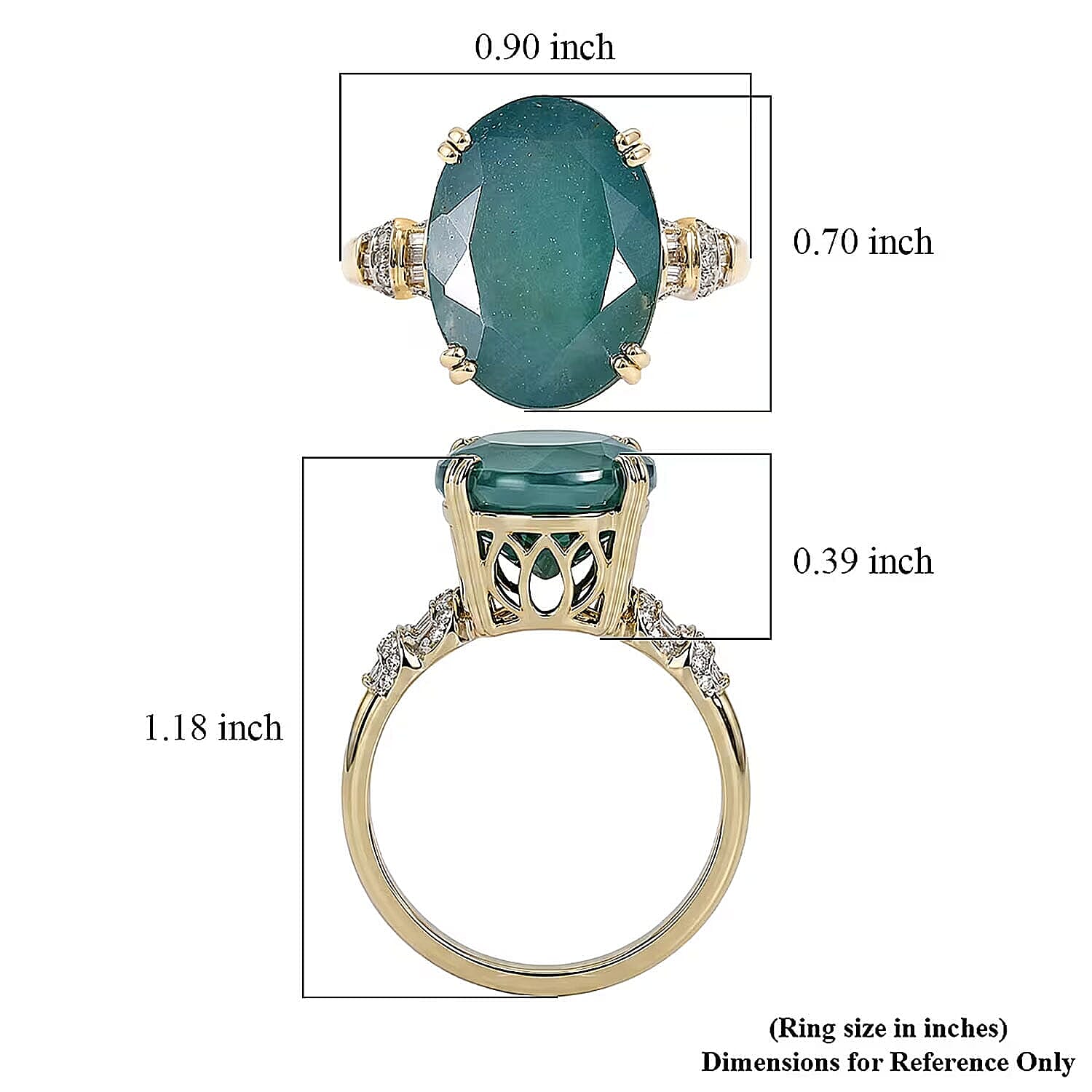 Luxoro AAA Grandidierite and Diamond I2 10.90 ctw Ocean Royale Ring in 10K Yellow Gold (Size  5.0)