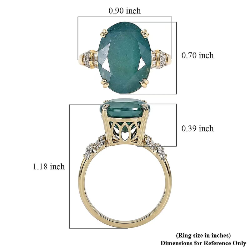 Luxoro AAA Grandidierite and Diamond I2 10.90 ctw Ocean Royale Ring in 10K Yellow Gold (Size  5.0)