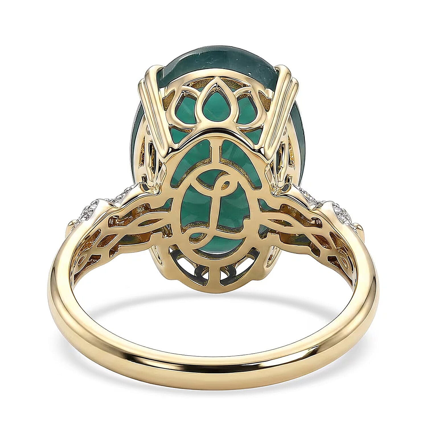 Luxoro AAA Grandidierite and Diamond I2 10.90 ctw Ocean Royale Ring in 10K Yellow Gold (Size  5.0)