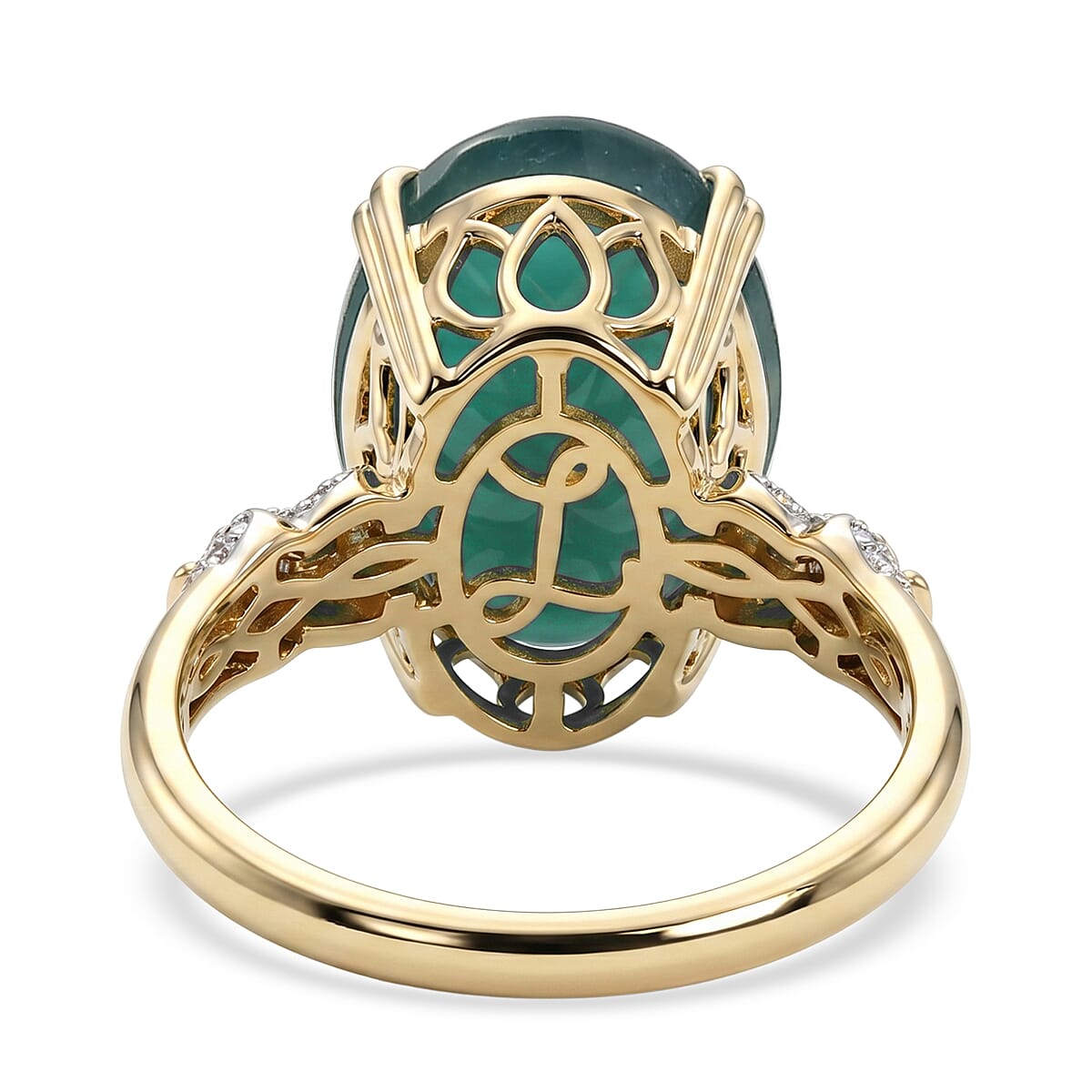 Luxoro 10K Yellow Gold AAA Grandidierite, Diamond (I2) (0.19 cts) Ocean Royale Ring (Size 6.0) (Ships in 12-15 Days) 10.90 ctw image number 4