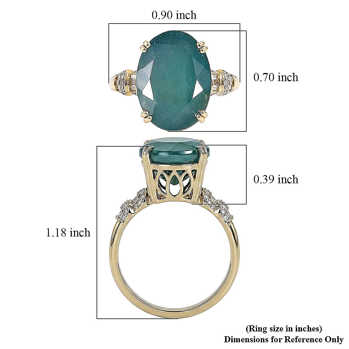 Luxoro AAA Grandidierite and Diamond I2 10.90 ctw Ocean Royale Ring in 10K Yellow Gold (Size  8.5) image number 5