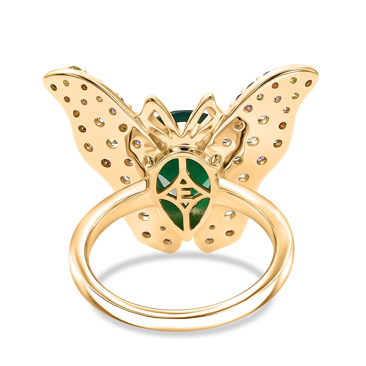 EverTrue Verde Onyx, Multi Gemstone 4.30 ctw Butterfly Whisper Ring in 18K YG Plated (Size 10.0) image number 4