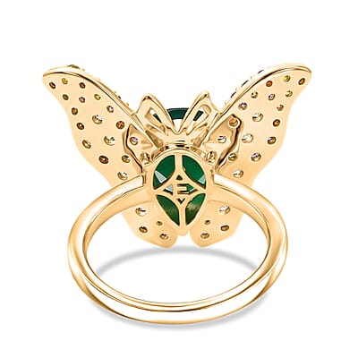 EverTrue Verde Onyx, Multi Gemstone 4.30 ctw Butterfly Whisper Ring in 18K YG Plated (Size 6.0)