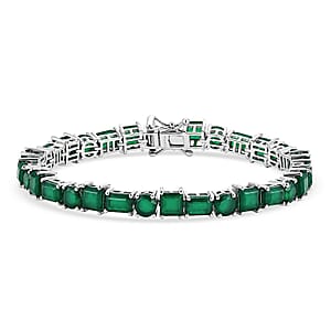 EverTrue Verde Onyx 17.10 ctw Regal Forest Bracelet in Platinum Bond (7.25 In)