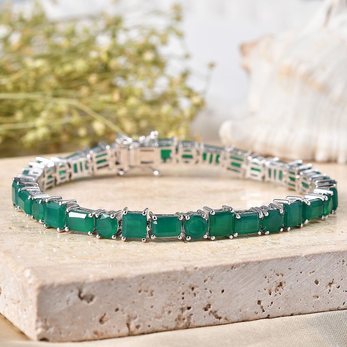 EverTrue Verde Onyx Bracelet in Platinum Bond (7.25 In) 17.35 ctw image number 1