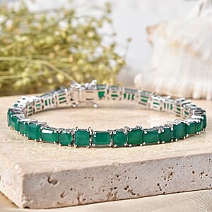 EverTrue Verde Onyx 17.10 ctw Regal Forest Bracelet in Platinum Bond (7.25 In)