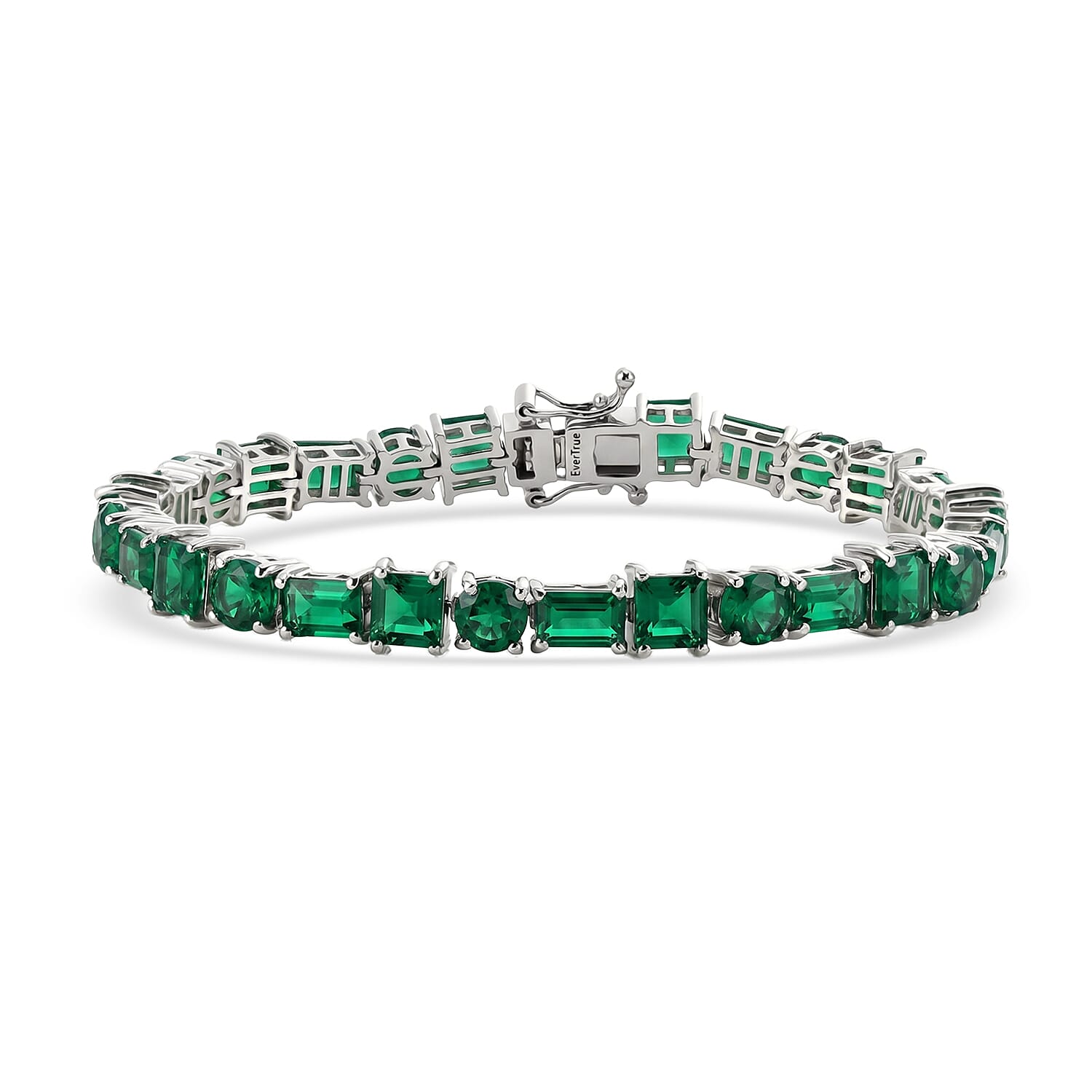 EverTrue Verde Onyx 15.55 ctw Regal Forest Bracelet in Platinum Bond (6.50 In)