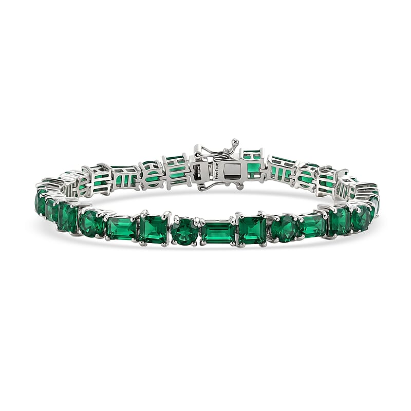 EverTrue Verde Onyx 15.55 ctw Regal Forest Bracelet in Platinum Bond (6.50 In)