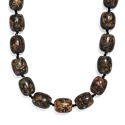 EverTrue Black Grey Brown Leopard Spot Jasper and Thai Black Spinel 345.00 ctw Necklace in 18K YG Plated 18 Inches