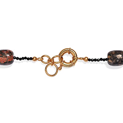 EverTrue Black Grey Brown Leopard Spot Jasper and Thai Black Spinel 345.00 ctw Necklace in 18K YG Plated 18 Inches