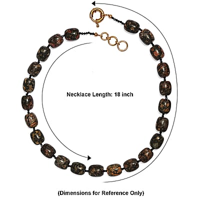 EverTrue Black Grey Brown Leopard Spot Jasper and Thai Black Spinel 345.00 ctw Necklace in 18K YG Plated 18 Inches
