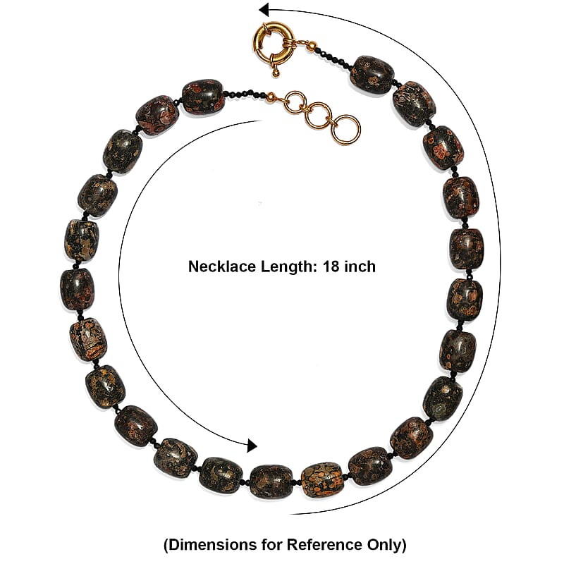 EverTrue Black Grey Brown Leopard Spot Jasper and Thai Black Spinel 345.00 ctw Necklace in 18K YG Plated 18 Inches