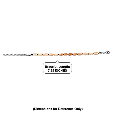 EverTrue Yellow Aventurine and Thai Black Spinel 28.00 ctw Bracelet in Stainless Steel (7.25 In)