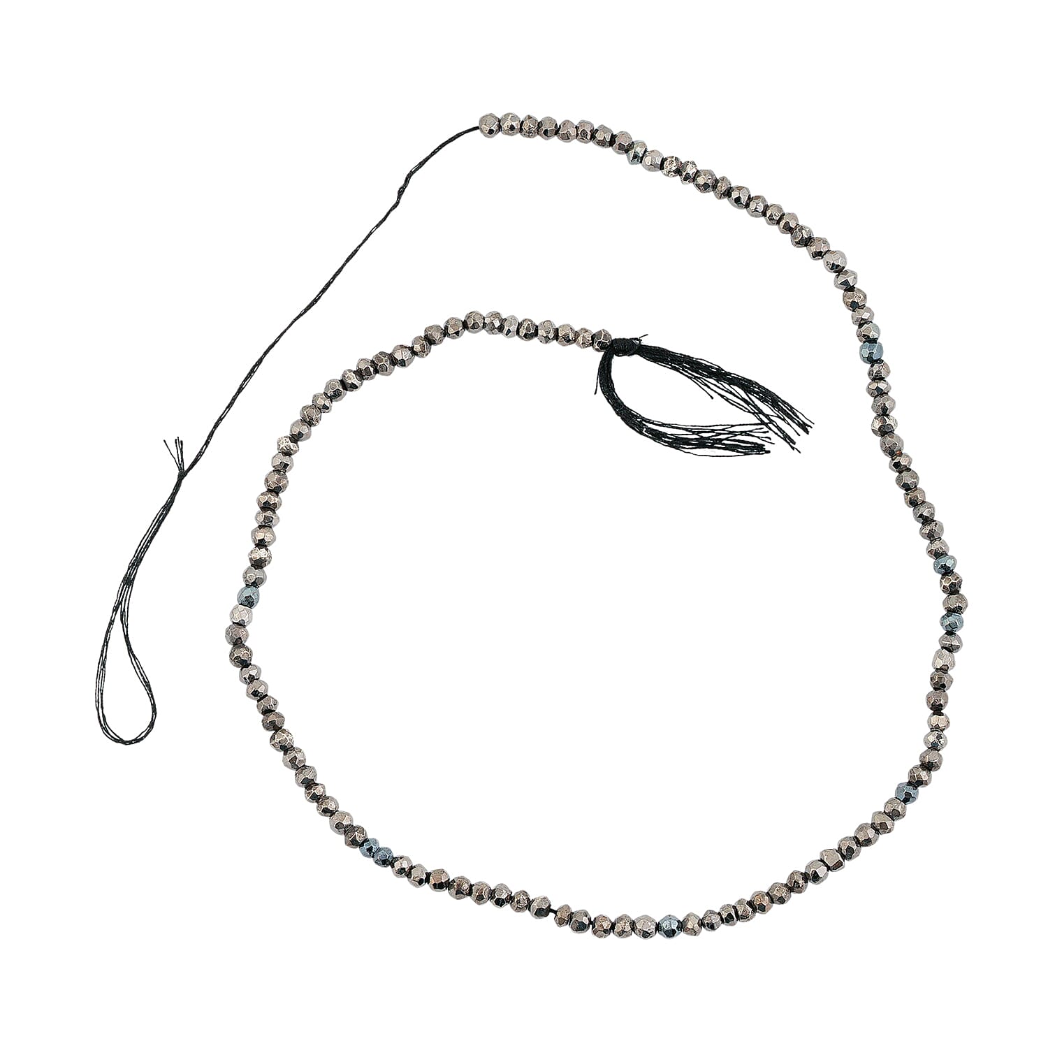 GCS Black Pyrite Round Beaded Strand (13.5 Inches) 50.15 ctw