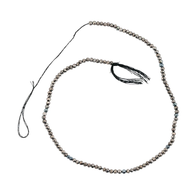 GCS Black Pyrite Round Beaded Strand (13.5 Inches) 50.15 ctw