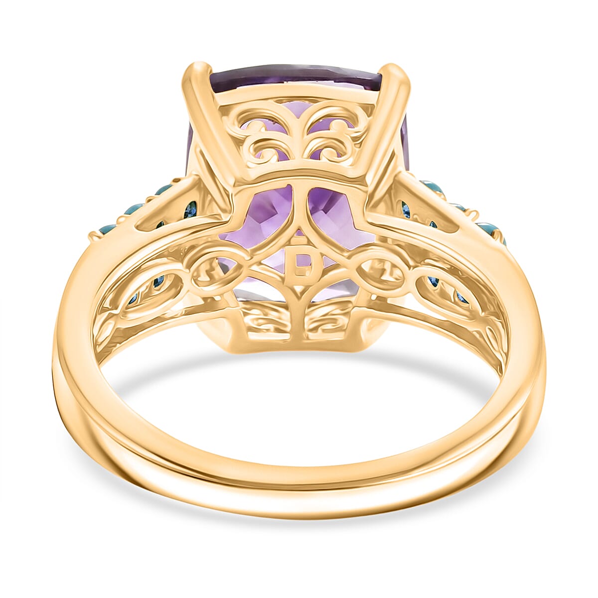 D'Joy Premium Moroccan Amethyst and Sleeping Beauty Turquoise 5.75 ctw Palace Gem Ring in 18K Vermeil Yellow Gold Over Sterling Silver (Size 10.0)