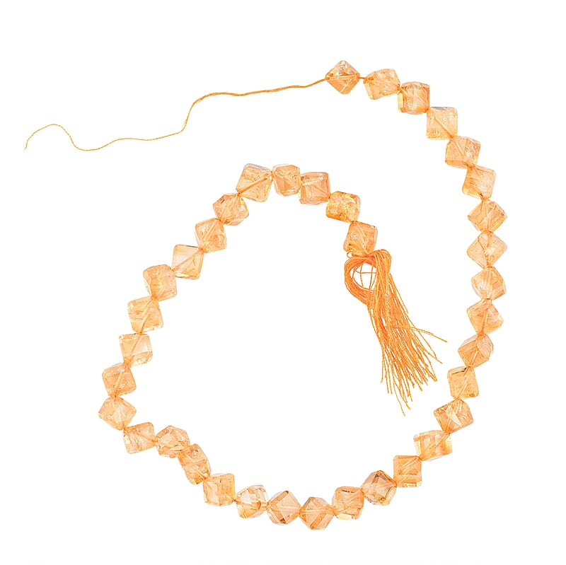 GCS Brazilian Citrine Cubes Beaded Strand (13.5 Inches) 128.10 ctw