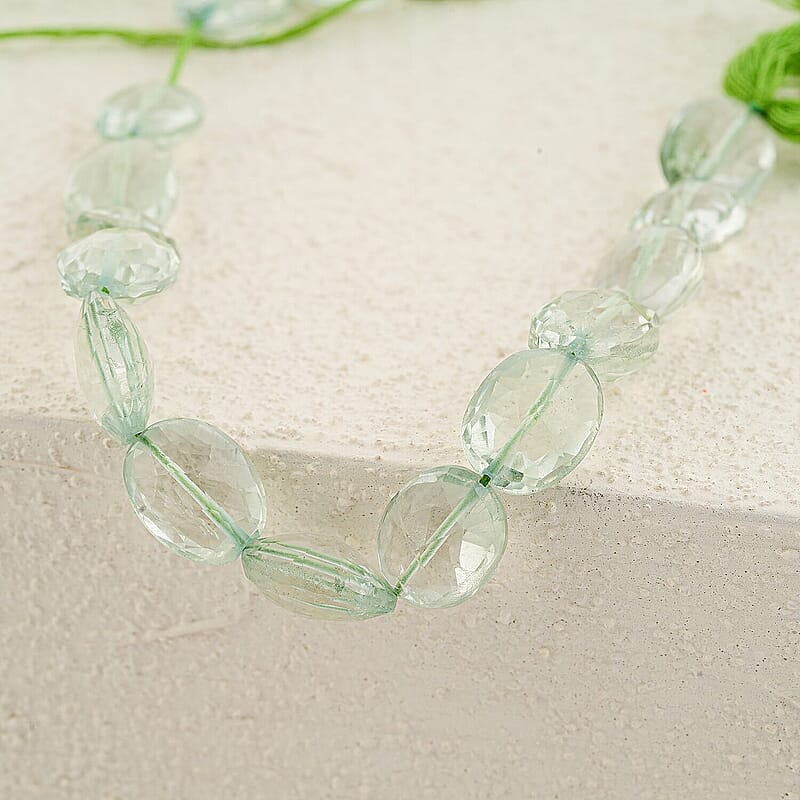 GCS Green Amethyst Oval Beaded Strand (7.25 In) 63.60 ctw