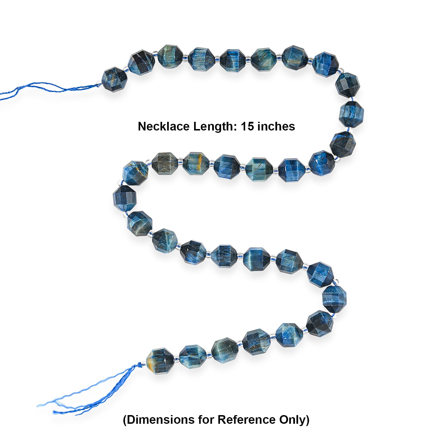 GCS Blue Tiger's Eye Round Strand (15 Inches) 187.40 ctw