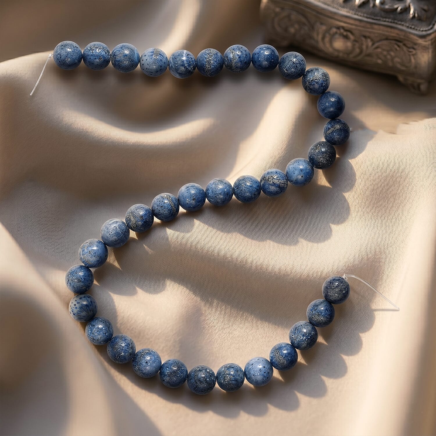 GCS Blue Sponge Coral Round Beaded Strand (15.5 Inches)