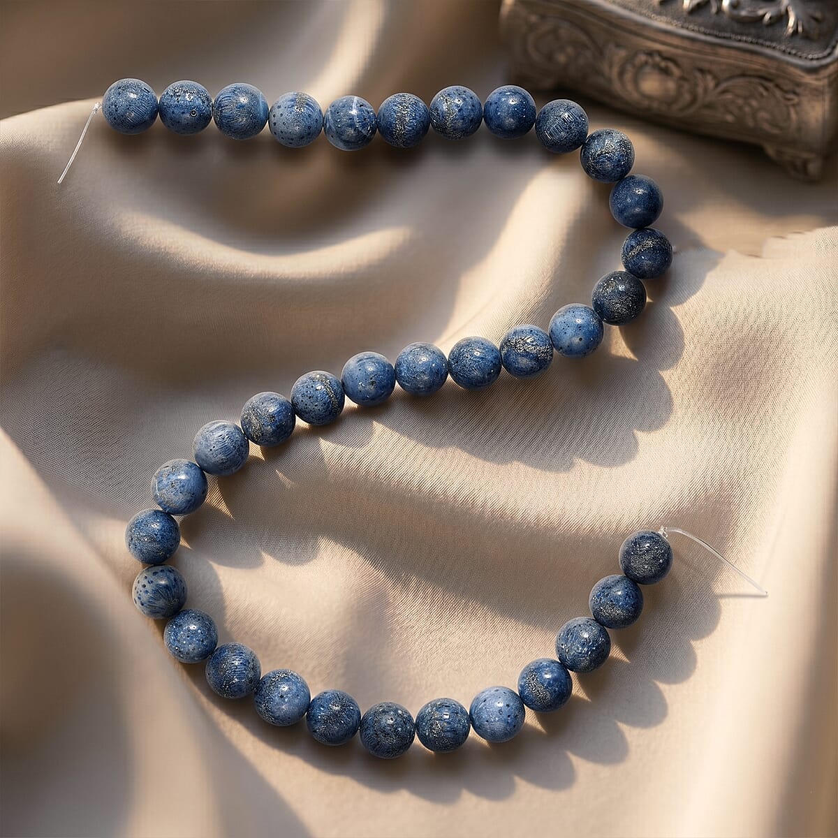 GCS Blue Sponge Coral Round Beaded Strand (15.5 Inches) image number 1