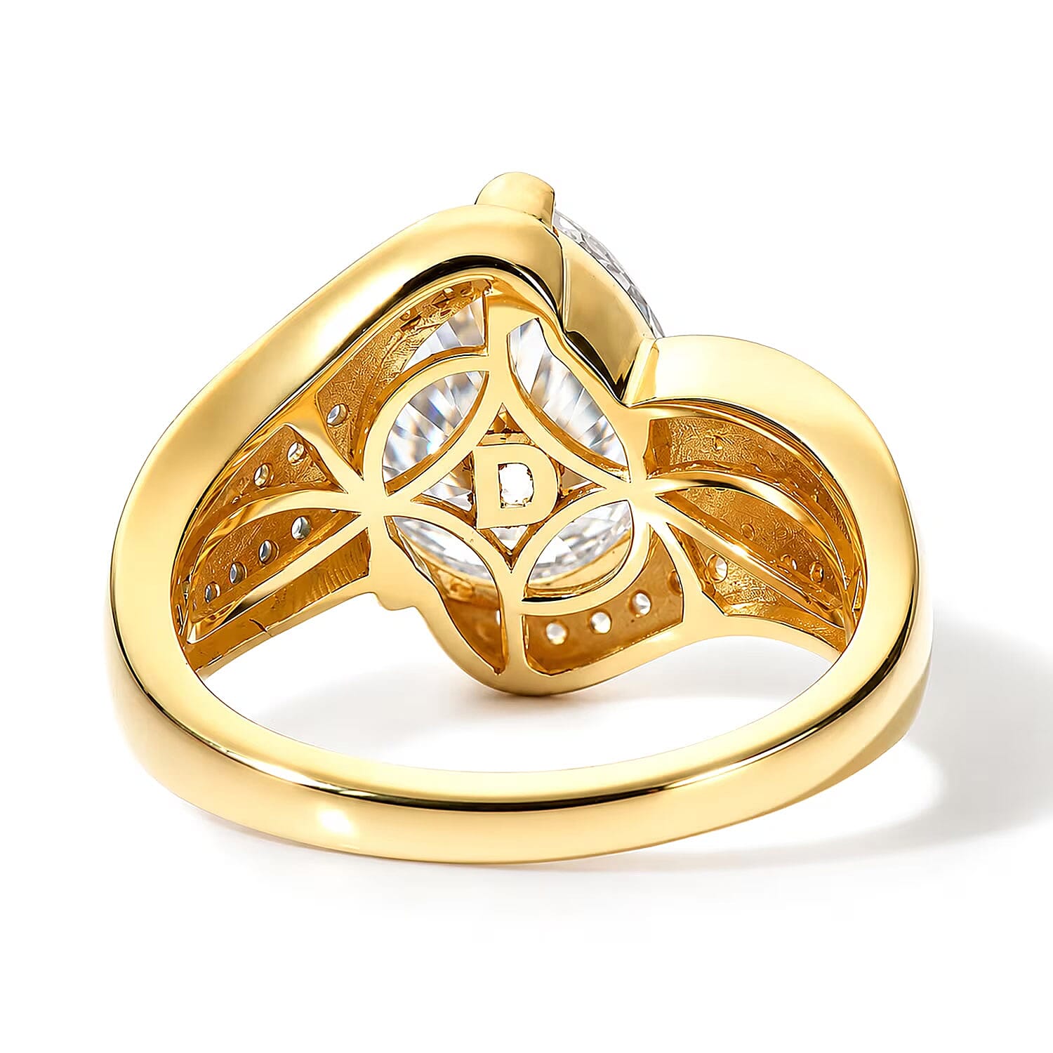 D'Joy Moissanite and Multi Gemstone 3.70 ctw Ring in 18K Vermeil Yellow Gold Over Sterling Silver (Size 6.0)