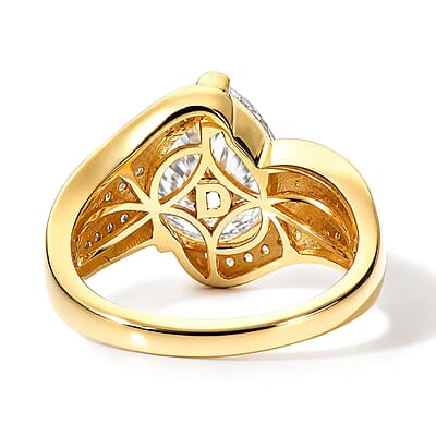 D'Joy Moissanite and Multi Gemstone 3.70 ctw Ring in 18K Vermeil Yellow Gold Over Sterling Silver (Size 6.0)