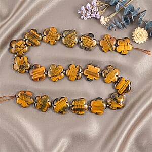 GCS Snowflake Flower Tiger's Eye Beaded Strand (16 Inches) 370.65 ctw