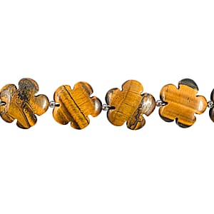 GCS Snowflake Flower Tiger's Eye Beaded Strand (16 Inches) 370.65 ctw