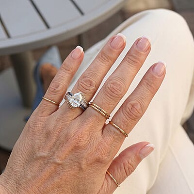 D'Joy Moissanite and Multi Gemstone 3.70 ctw Ring in Rhodium Over Sterling Silver (Size 6.0)