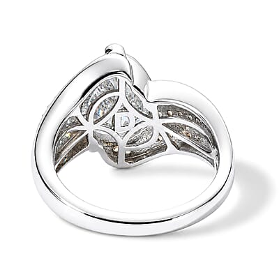 D'Joy Moissanite and Multi Gemstone 3.70 ctw Ring in Rhodium Over Sterling Silver (Size 6.0)