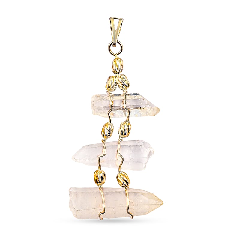 Clear Quartz 100.40 ctw Pendant Without Chain in Silvertone