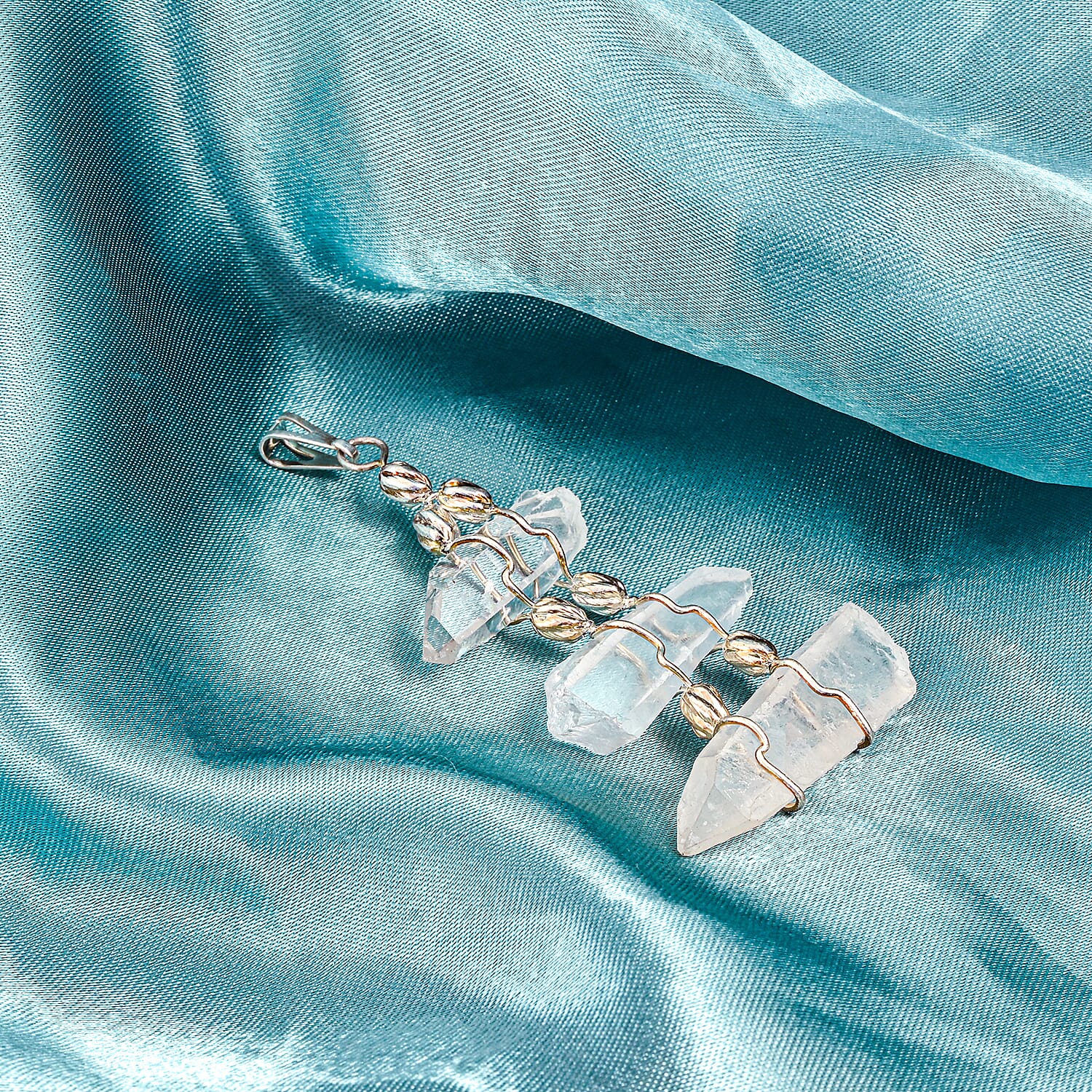 Clear Quartz 100.40 ctw Pendant Without Chain in Silvertone
