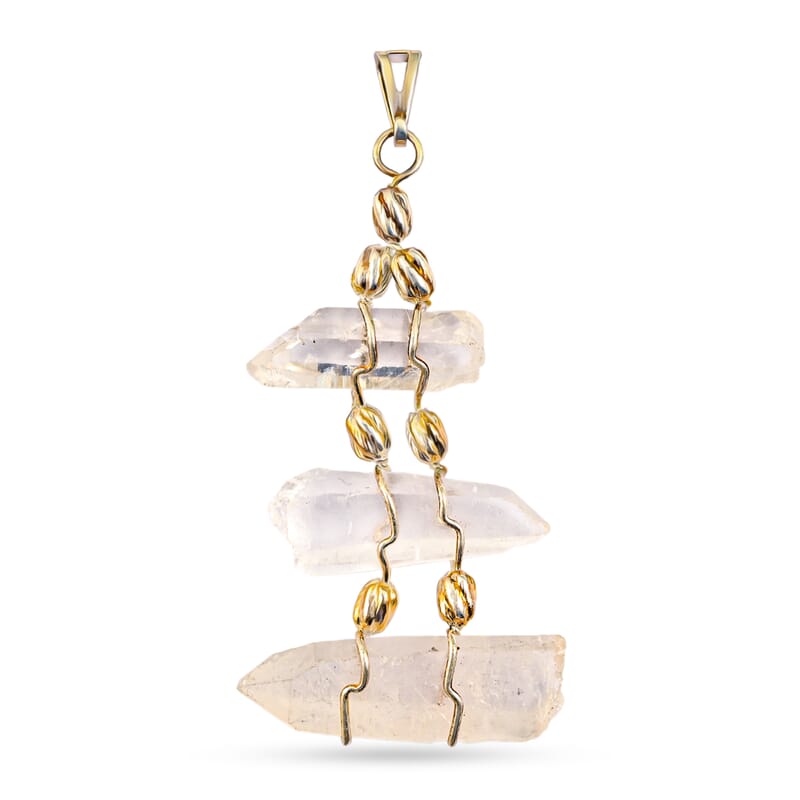 Clear Quartz 100.40 ctw Pendant Without Chain in Silvertone