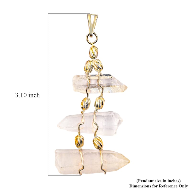 Clear Quartz 100.40 ctw Pendant Without Chain in Silvertone