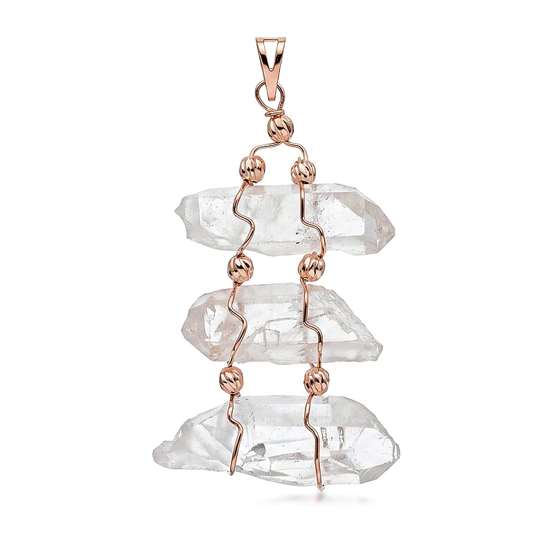 Clear Quartz 100.40 ctw Pendant Without Chain in Goldtone
