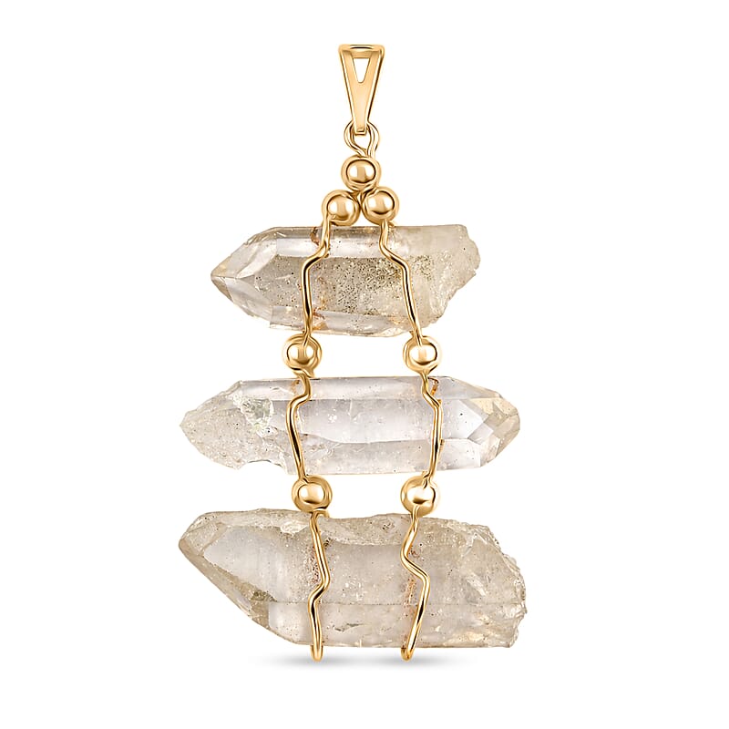 Clear Quartz 100.40 ctw Pendant Without Chain in Goldtone
