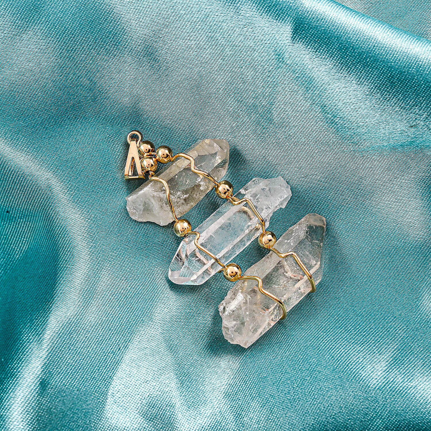 Clear Quartz 100.40 ctw Pendant Without Chain in Goldtone
