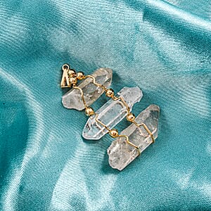 Clear Quartz 100.40 ctw Pendant Without Chain in Goldtone
