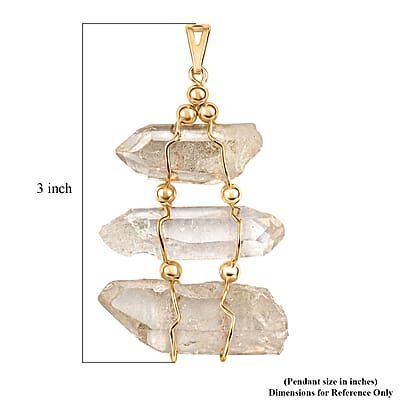Clear Quartz 100.40 ctw Pendant Without Chain in Goldtone