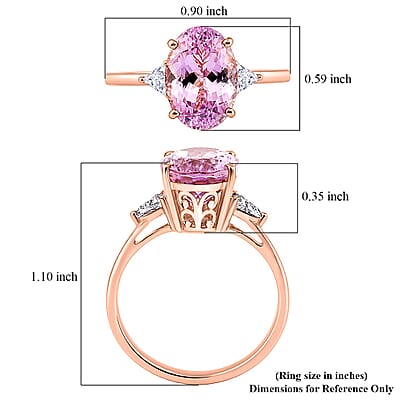 10K Rose Gold Premium Martha Rocha Kunzite, Luxuriant Lab Grown Diamond (E-F, VS) (0.25 cts) Ring (Size 5.0) 5.50 ctw