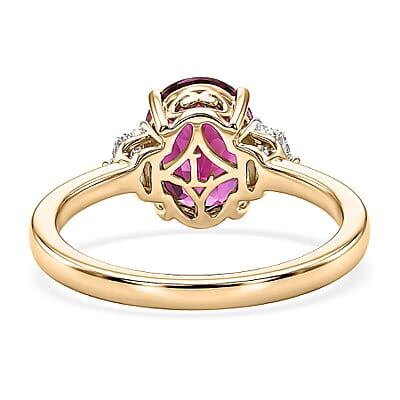 AAA Radiant Ember Garnet and Luxuriant Lab Grown Diamond E-F VS 3.25 ctw Berry Glow Ring in 10K Yellow Gold (Size  5.0)